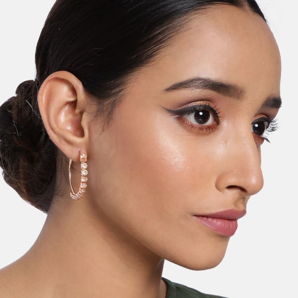 Rose Gold-Plated Hoop Earrings -ER0221NAP66RGLCT