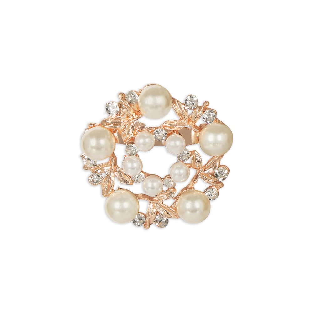 Rose Gold Plated Pearl & Rhinestone Studded Floral Wreath
