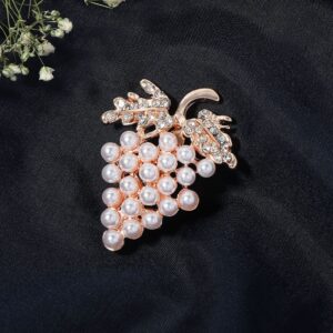 Rose Gold Plated Pearl & Rhinestone Studded Tree Brooch for Women & Men