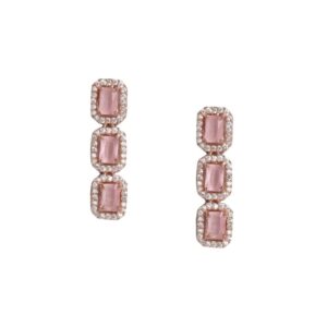 Rose-gold plated Pink American diamond Jewellery set