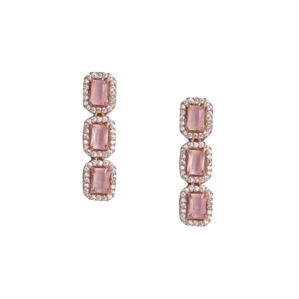 Rose-gold plated Pink American diamond Jewellery set -