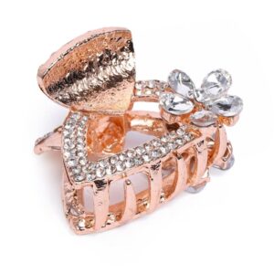 Rose Gold Plated Rhinestones Studded Hair Clutcher/ Hair Claw Clip for Women