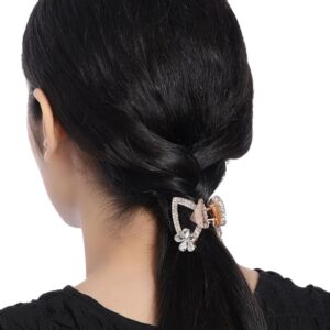 Rose Gold Plated Rhinestones Studded Hair Clutcher/ Hair Claw Clip for Women