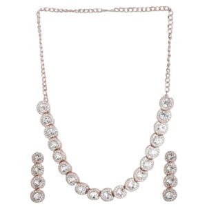 AccessHer Rose Gold Plated Studded Delicate Necklace Set