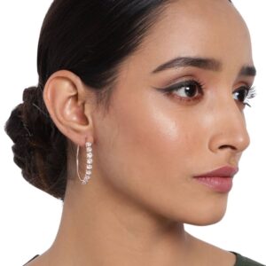 Rose Gold Plated Studded Hoop Earrings for Women