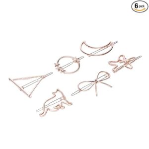 Rose Gold Plated Trendy Funky Hair Pins Set of 6 for Women