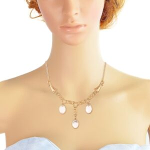 Rose Gold Plated White Rhinestone Necklace for women