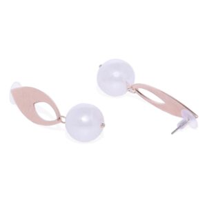 Rose Gold toned Pearl drop Lightweight Dangle earrings for women