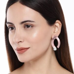 Rose Gold toned Pearl drop Lightweight Dangle earrings for women