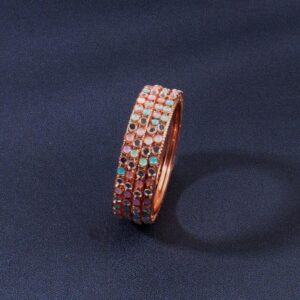 Rosegold Plated Multicolor Mirror Studded Bangles Set of 4 for Women