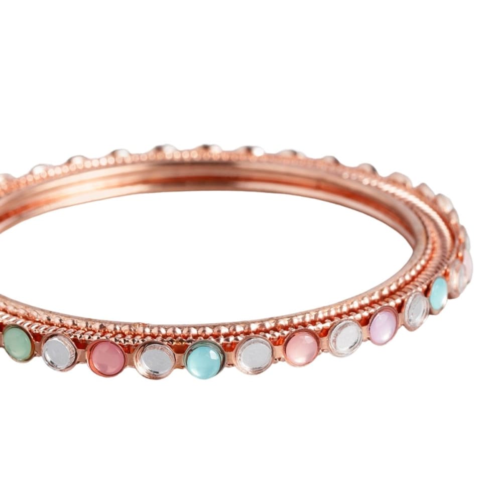 Accessher Set of 4 Rosegold Plated Multi Bangle set for