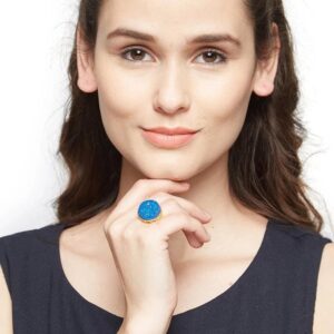 Royal Blue Druzy Stone Handcrafted Finger Ring for Women