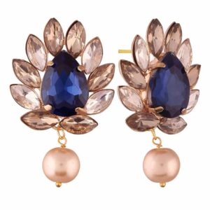 Sapphire Blue & Champagne Crystal Earrings for Women