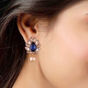 Sapphire Blue & Champagne Crystal Earrings for Women
