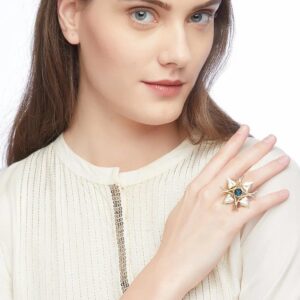 Sapphire Studded Contemporary Finger Ring for Women
