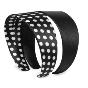 Satin Polka Dot And Black Hair Band Combo Pack of 2 for Women
