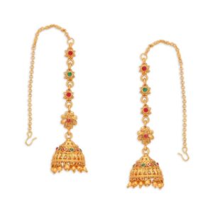 Set of 17 Gold Plated Ethnic Bridal Jewellery Set with Necklaces, Earrings, Kamarbandh, Bajubandh, Maang Tika and Choti for Women