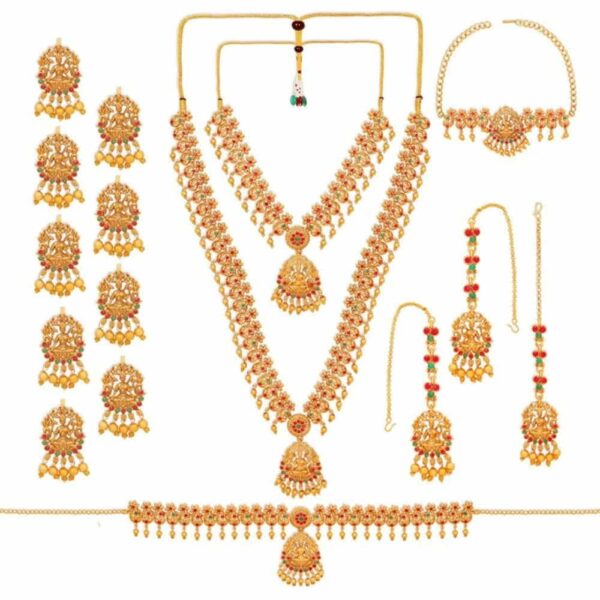 Set of 17 Gold Plated Ethnic Lakshmi Mata Bridal Temple