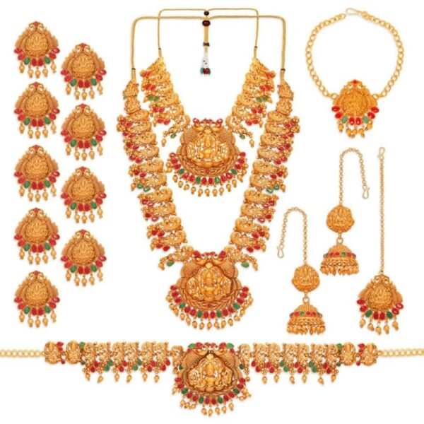 Set of 17 Gold Plated Ethnic Lakshmi Mata Motif Bridal