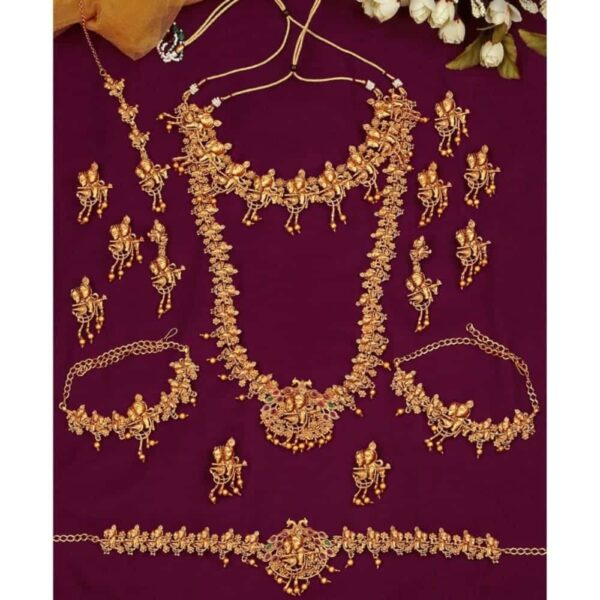Set of 17 Gold Plated Radha Krishna Motif Bridal Temple