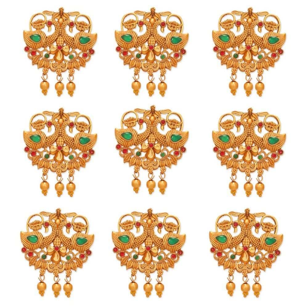 Set of 17 Peacock Design Gold Plated Ethnic Bridal Jewellery