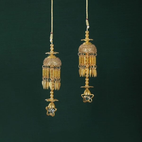 Set Of 2 Gold-Plated Jhumki Style Rhinestone Studded