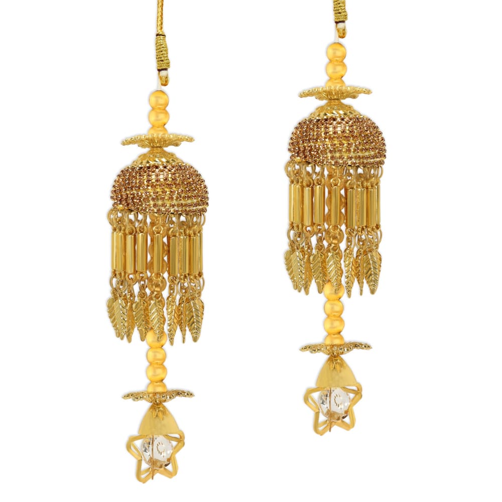 Set Of 2 Gold-Plated Jhumki Style Rhinestone Studded