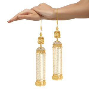 Set Of 2 Gold-Plated Mirror Stone-Studded Handcrafted Bridal Kaleeras with Pearl Drops for Women
