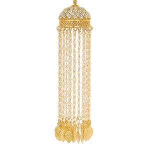Set Of 2 Gold-Plated Mirror Stone-Studded Handcrafted Bridal Kaleeras with Pearl Drops for Women
