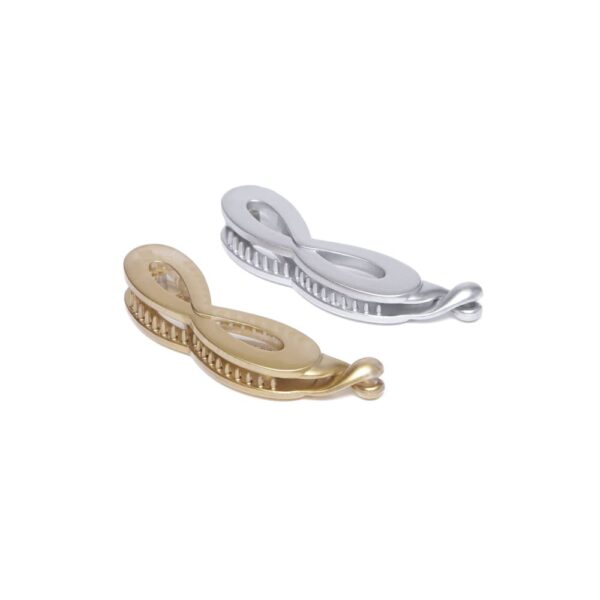 Set of 2 Gold Silver-Toned Handcrafted Banana Clips clutcher