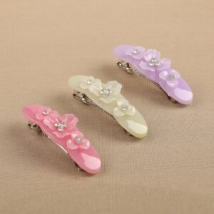 Set of 3 Acrylic Handcrafted Designer Hair Barrettes Buckle Clips for Women