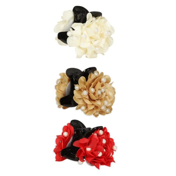 Set of 3 Multicolour Large Hair Clutchers with Artificial