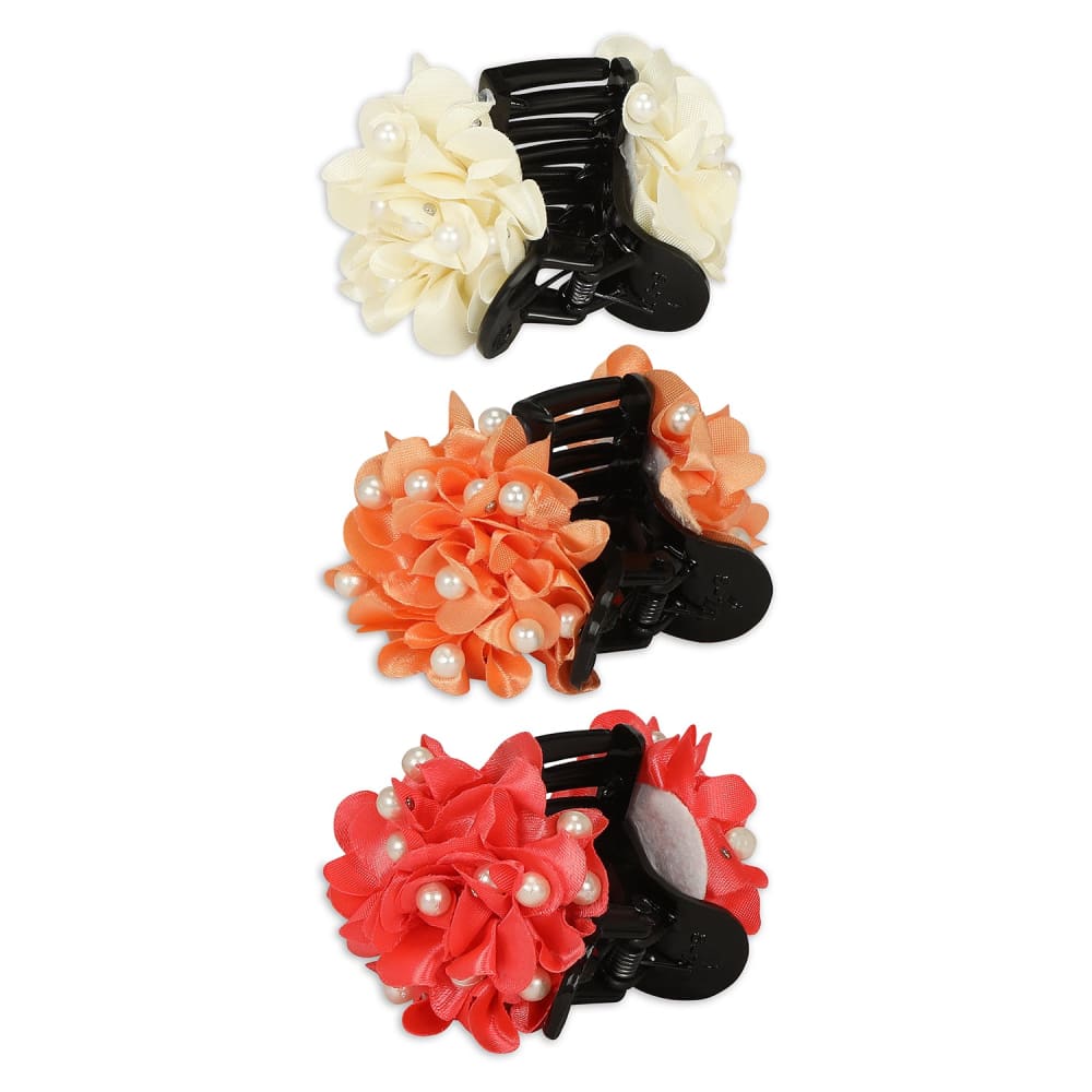 Set of 3 Multicolour Large Hair Clutchers with Artificial