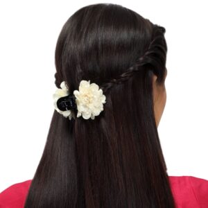 Set of 3 Multicolour Large Hair Clutchers with Artificial Flowers & Pearls for Women