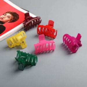 Set of 6 Multicolor Acrylic Hair Clutcher/ Hair Claw Clips for Women