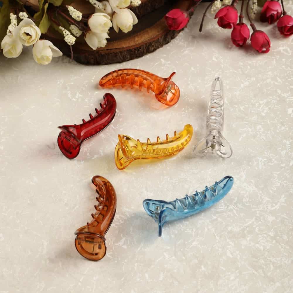 Accessher Women Set of 6 Claw Clips MultiColor Acrylic
