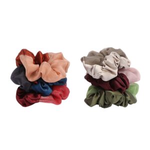 Set of 6 Multicolour Elastic Silk Fabric Scrunchies for Women