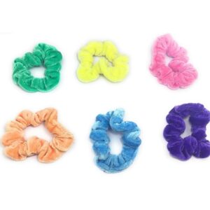 Set of 6 Multicolour Velvet Fabric Hair Rubber Bands/ Hair Scrunchies for Women