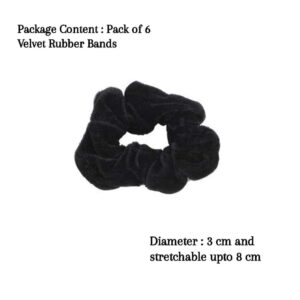 Set of 6 Velvet Fabric Rubber Bands/ Scrunchies for Women