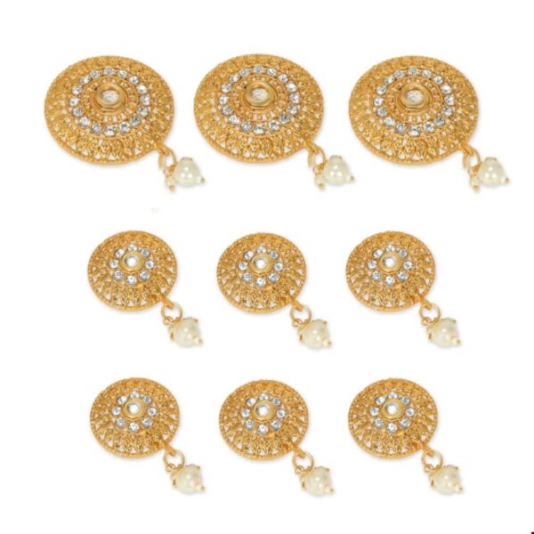 Set of 9 Gold Toned Studded Handcrafted Hair Choti/Bun