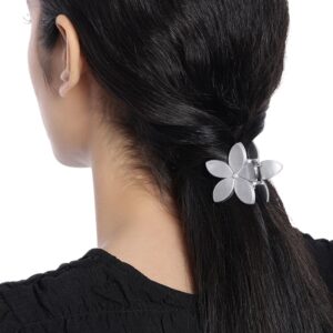 Silver Acrylic Floral Hair Clutcher/Hair Claw Clip for Women