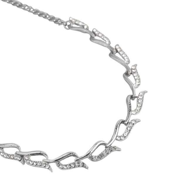 Accessher Silver Plated AD Studded Handcrafted Necklace for