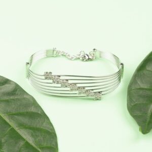 Silver Plated American Diamond Embellished Bracelet for Women