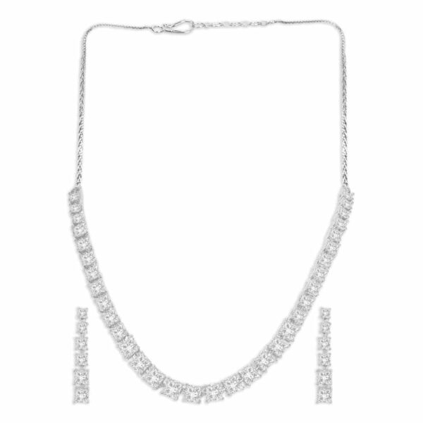 Silver Plated American Diamond Studded Choker Necklace &