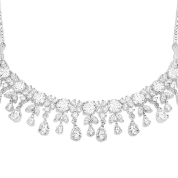 Silver Plated American Diamond Studded Choker Necklace &