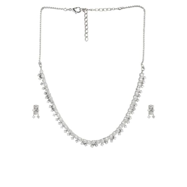 Silver plated American Diamond Jewellery set - NS0821PJ17S -