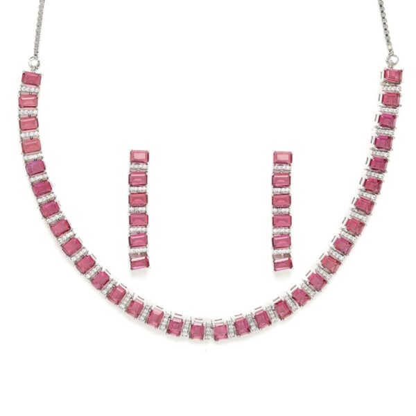 Pink Rhodium-Plated Necklace-NS0121RRD3P2160SP