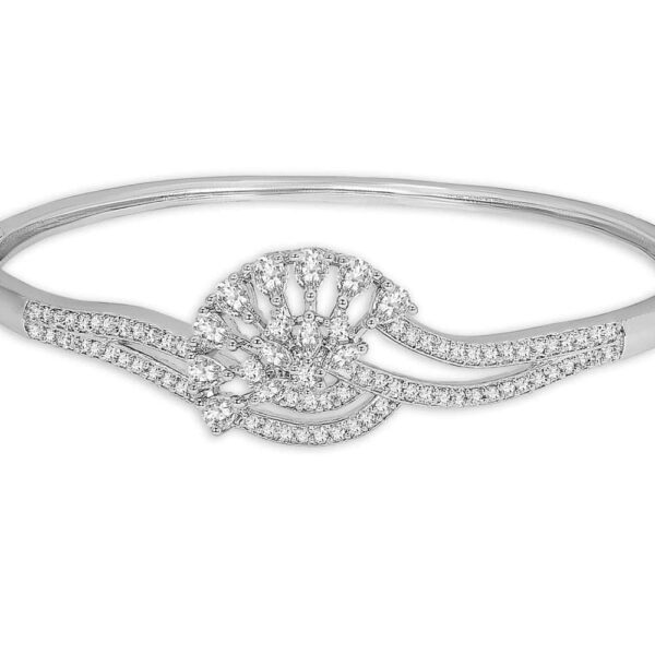 Silver Plated American Diamonds Studded Cuff Style Bracelet