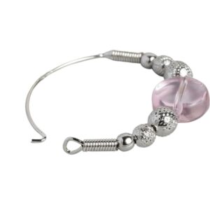 Silver Plated Beads Embellished Pink Hoop Earrings for Women