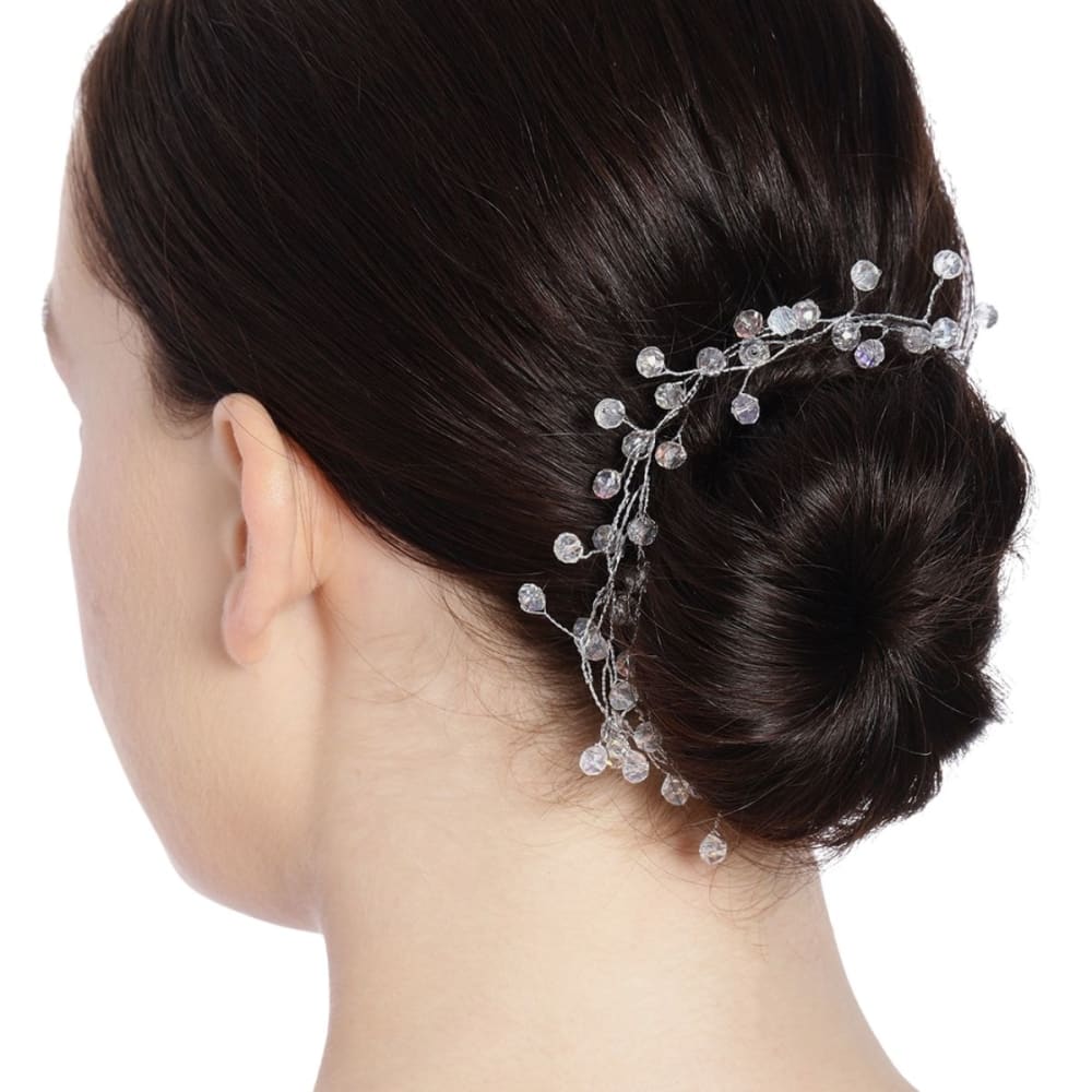Silver Plated Beaded Tiara-TR0221RR364W